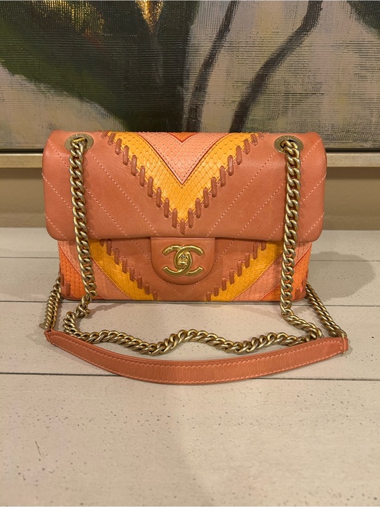 CHANEL Handbags - Chanel Python Chevron Flap Bag